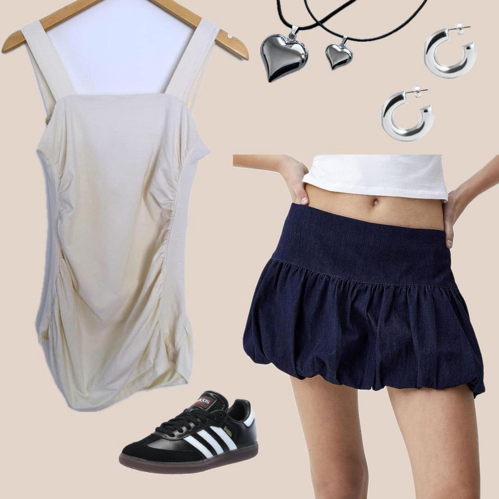 Cream and white babydoll top with a stretchy design #y2kfashion #fairycore